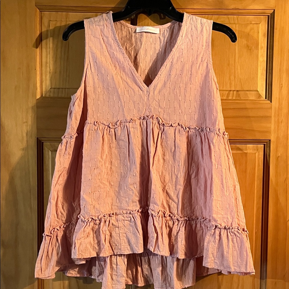 Ces Femme Blush Pink Tiered V-Neck Sleeveless Tank